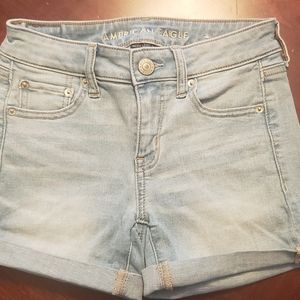 American Eagle midi denim roll cuff shorts